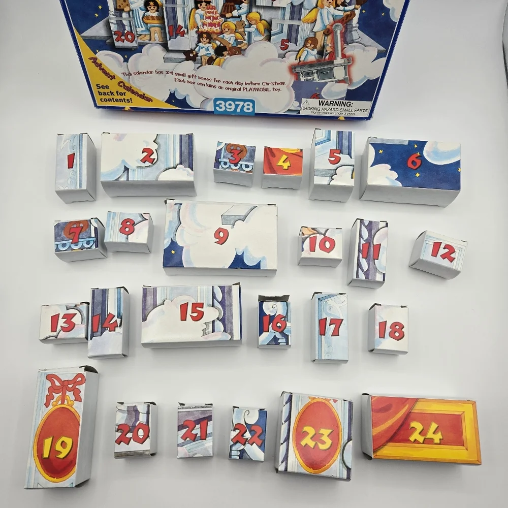 Vintage 1999 Playmobil 3978 Advent Calendar Playset Angel Santa Bakery Set